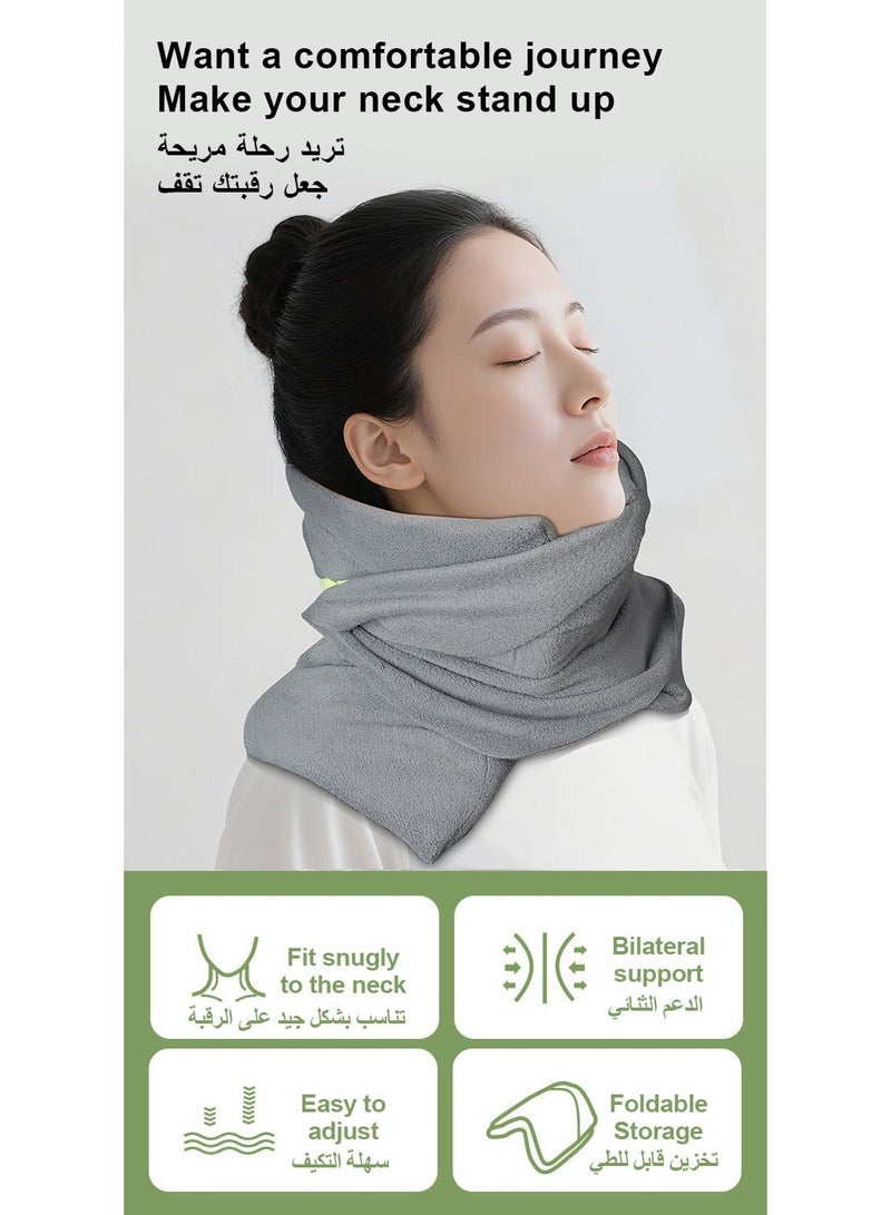 general Black Travel Neck Pillow with Dual Support System - Portable Foldable Design for Airplane, Train, Car Travel - Ergonomic U-Shape with Adjustable Magic Tape - Removable Machine-Washable Cover - Ideal for Office Naps & Long Journeys - Perfect Gift for Travelers - Image 4