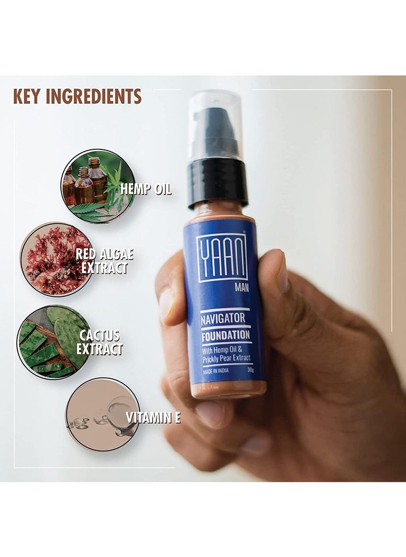 YAAN MAN Foundation for Men Face Makeup | With the Goodness of Pear Extract | For Fair Skin Tone | For Even, Natural, and Uniform Look | For All Skin Type (Dark) 1 Oz