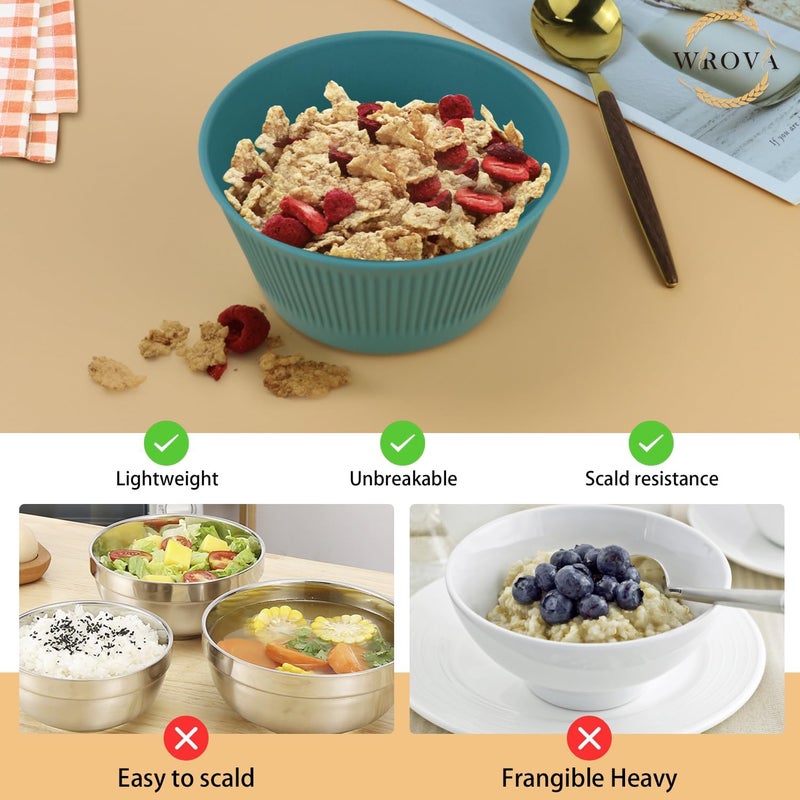Wrova Wheat Straw Cereal Bowl Set of 8,Unbreakable Bowls 26 OZ,Microwave and Dishwasher Safe Bowls,BPA Free Bowl for Serving Soup,Oatmeal and Salad (Spring Series) - Image 4