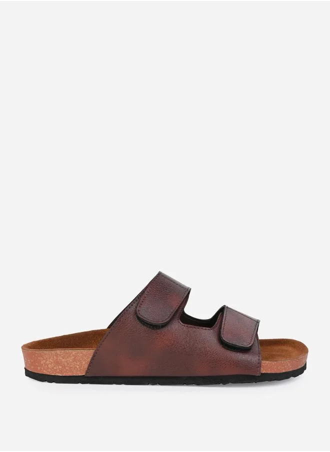 Styli Solid Double Strap Slip-On Sandals