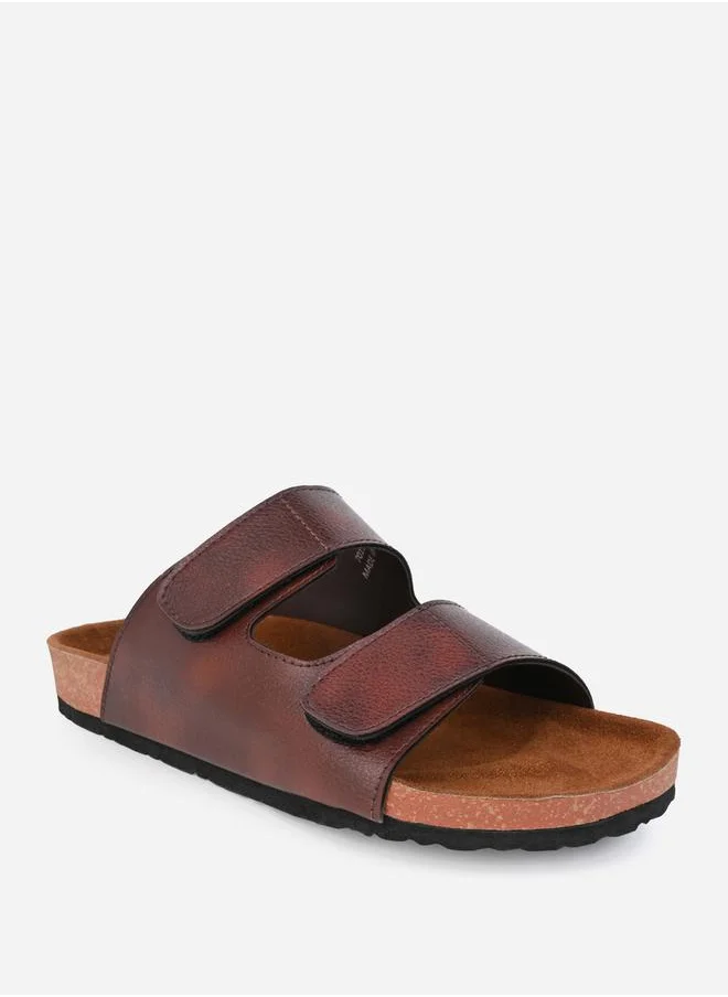 Styli Solid Double Strap Slip-On Sandals