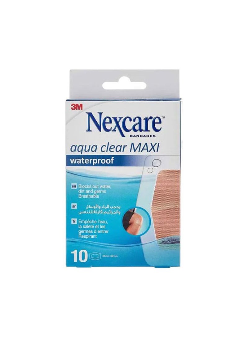 3M Aqua Clear Maxi Waterproof Bandages – One Size – 10 Bandages (2 packs) 