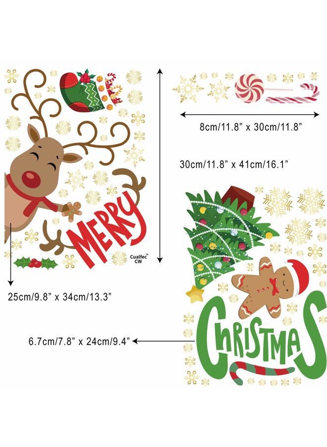 Cualfec Christmas Window Clings Window Decals for Christmas Decoration Double-Sided Adorable Reusable Static Clings - Image 2