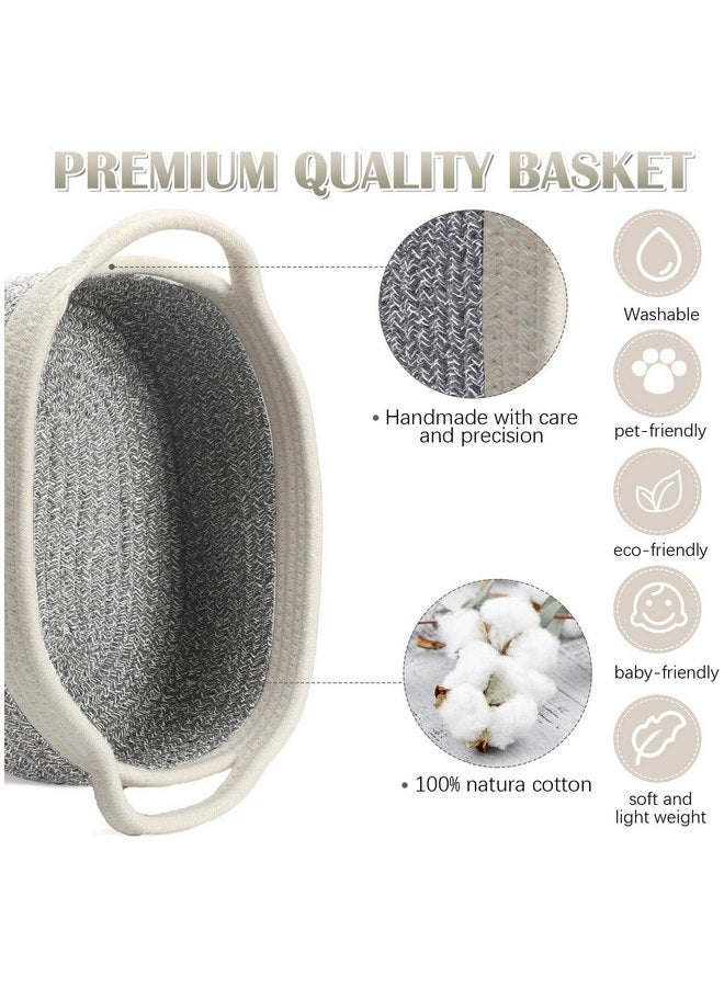 Suttmin 6 Pcs Small Woven Basket 12 x 8 x 5" Cotton Rope Storage Basket Empty Gift Basket Decorative Dog Cat Basket Cute Oval Basket for Bedroom Living Room Organizing(Gray) - Image 3