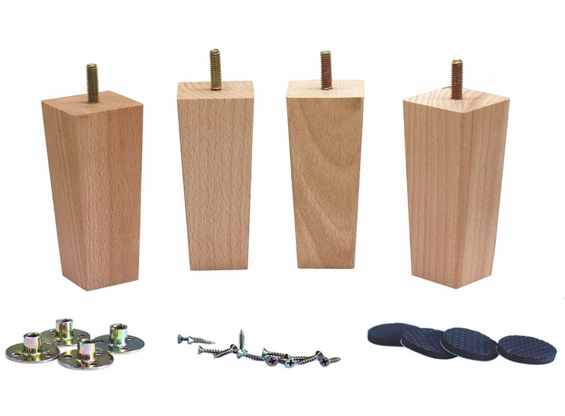 WEICHUAN Tapered Solid Beech Wood Furniture Legs for Sofa Couch Chair Ottoman Loveseat Table Cabinet Legs Furniture Feet Replacement45 Straight Set of 4