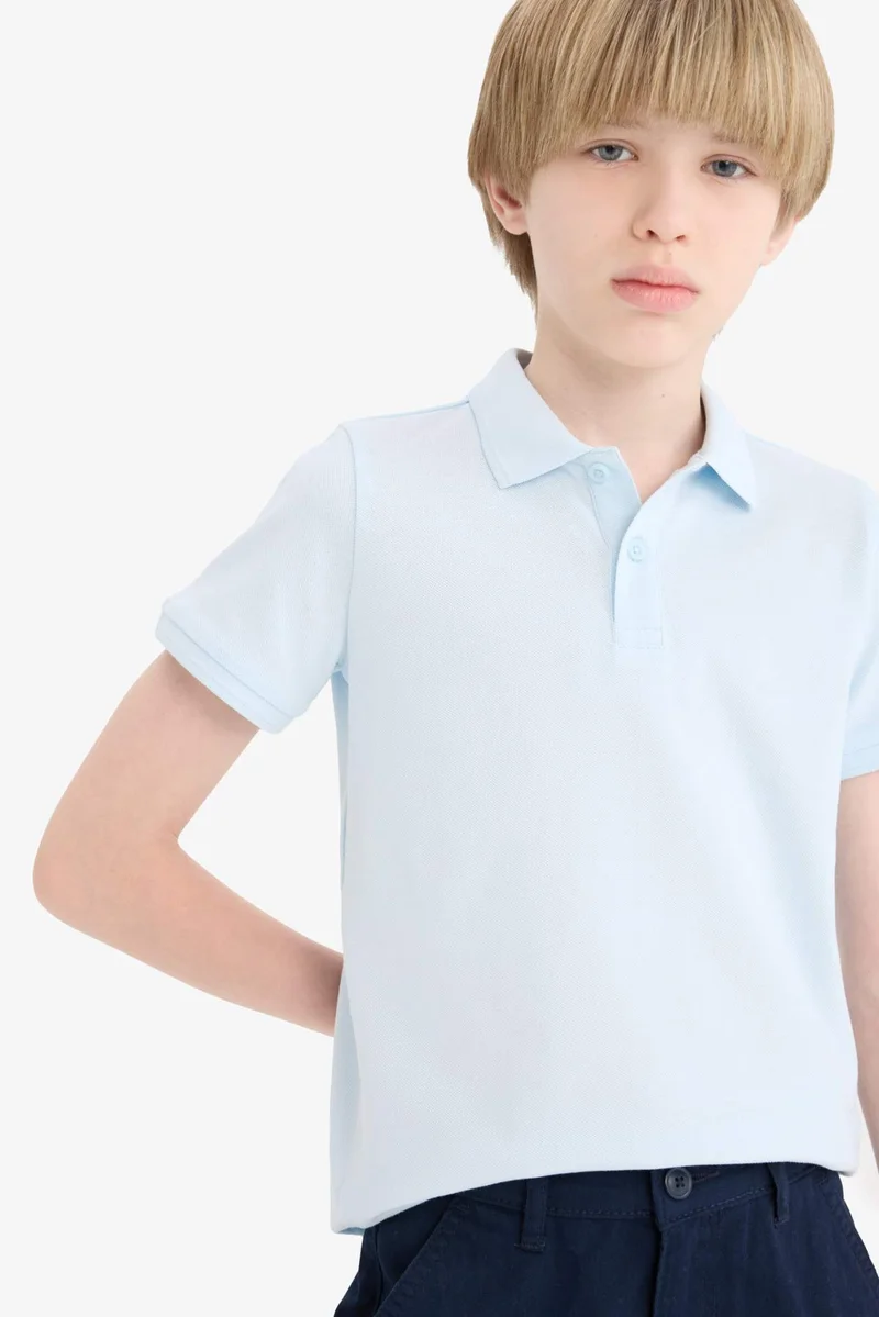 ديفاكتو Boy Neck Basic Pique Polo T-Shirt