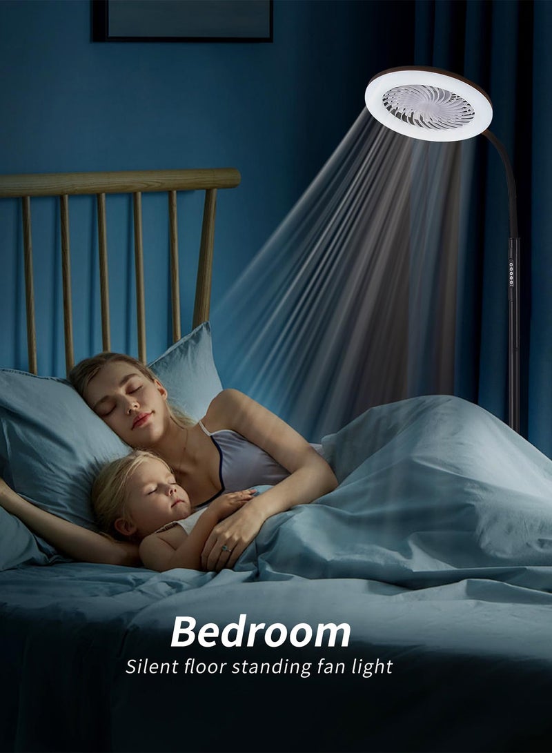 أوسو مصباح أرضي LED نورديك مع مروحة، مصباح قائم ثلاثي الألوان 3000K-6000K RGB قابل للتعديل بدون خطوات مع مروحة بثلاث سرعات، وجهاز تحكم عن بعد وزر، مروحة قاعدة بثلاث سرعات لغرفة المعيشة وغرفة النوم والدراسة - Image 5