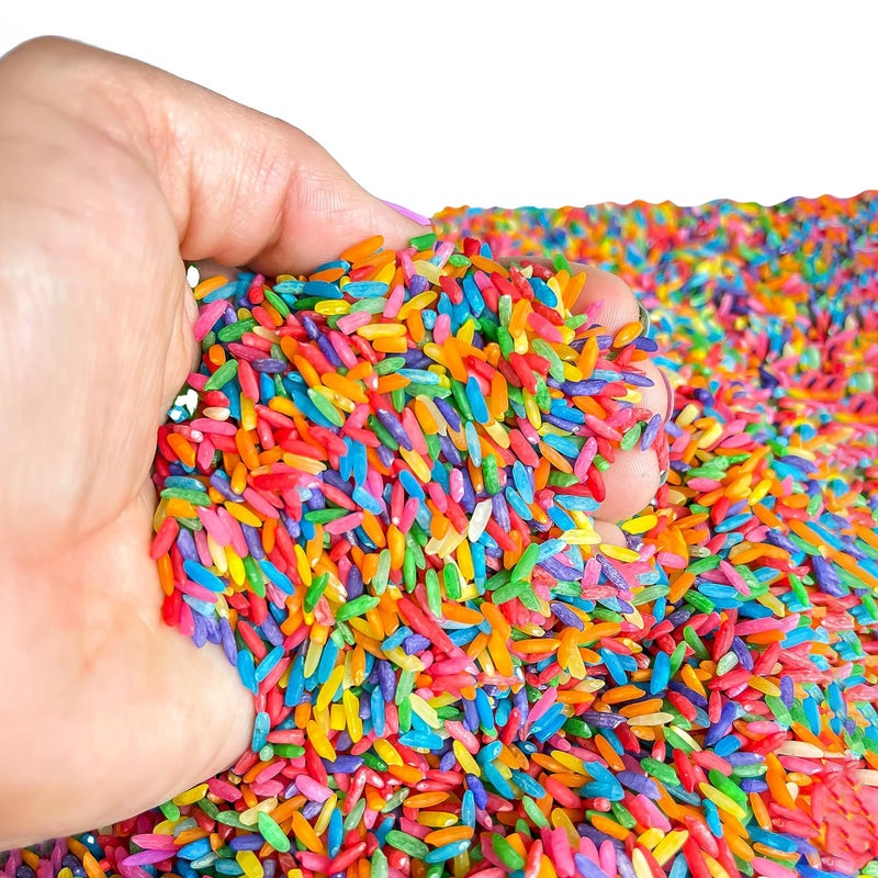 SensoryNStuff Rainbow Rice Sensory Bin Filler for Sensory Table Colored Rice for Sensory Play 4 Cups 2LB