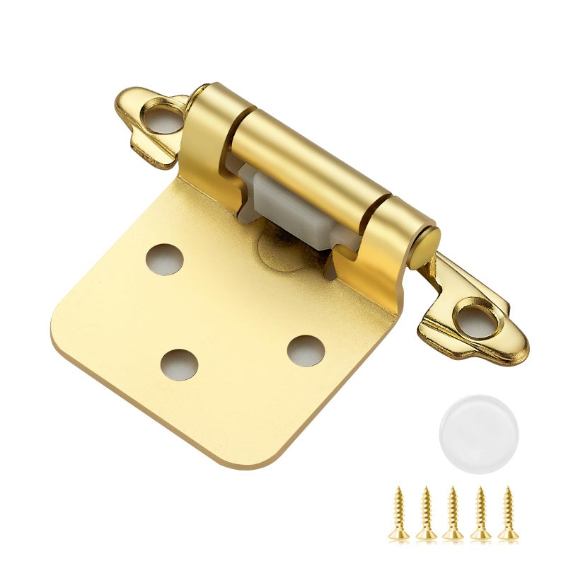 Ravinte Hardware 20 Pack 10 Pairs 12 Inch Overlay Kitchen Cabinet Hinges Satin Brass Self Closing Hinges for Kitchen Cabinet Doors SemiConcealed Cupboard Hardware Face Mount Hardware Gold - Image 2