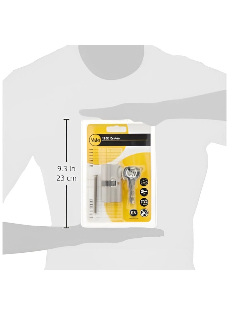 Yale Yale 1000 Series Double Euro Profile Cylinder Lock, 70mm (35mm x 35mm), Chrome Finish, Dimple Key  - Image 4