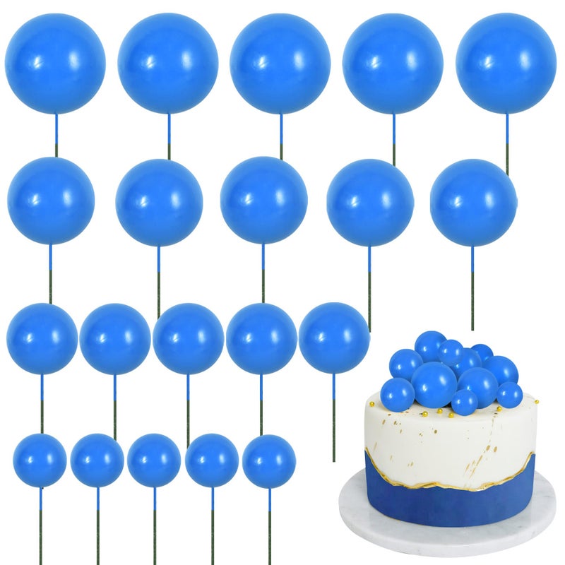 BEISHIDA 20 PCS Royal Blue Mini Ball Cake Toppers Foam Cake Balls Decoration Supplies for Happy Birthday Anniversary Wedding Baby Shower Cake Decorations - Image 1