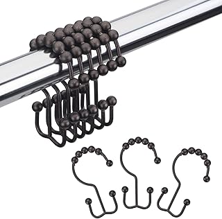 Amazer Amazer Shower Curtain Hooks Rings, Stainless Steel Shower Curtain Rings Metal Double Glide Rust-Resistant Shower Hooks - Image 1