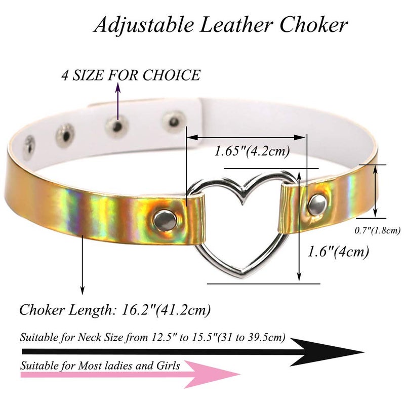 ETHOON قلادة تشوكر قلب الحب من إيثون، قلادة تشوكر جلد PU، تشوكر قوطية، سلسلة قلادة، ذهب ليزر - Image 2