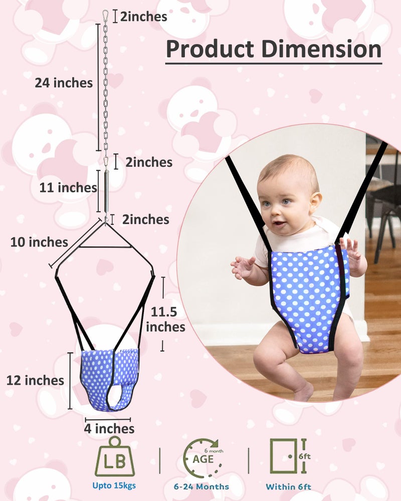 Vparents 2 in 1 Toddler Jumper Cum Baby Walking Harness Function, Fun Activity for 6-12 Months Infant Toddler (Blue) - Image 3