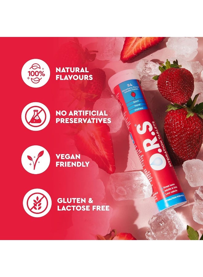 O.R.S Hydration Tablets with Electrolytes, Vegan, Gluten and Lactose Free Formula – Soluble Sports Hydration Tablets with Natural Strawberry Flavour, 24 Tablets - Image 3
