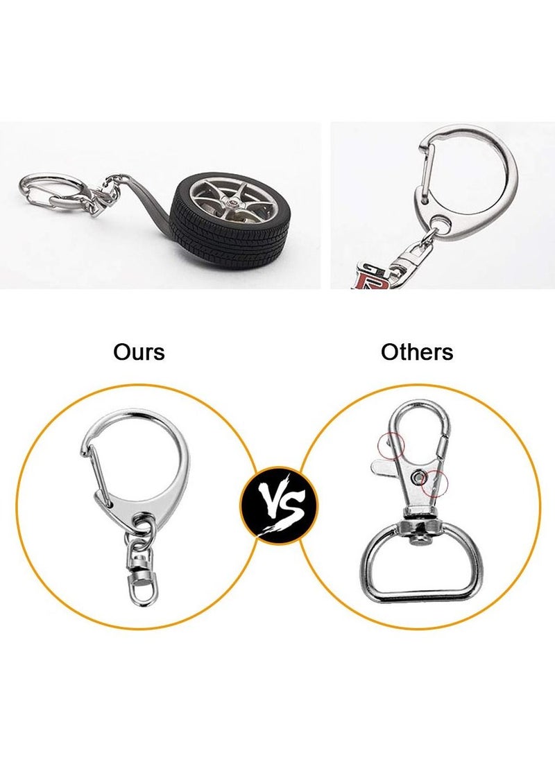 50 Pcs Key Ring with Chain Silvery Split Keychain Parts Metal Hardware 8mm Open Jump and Connector Make Your Own