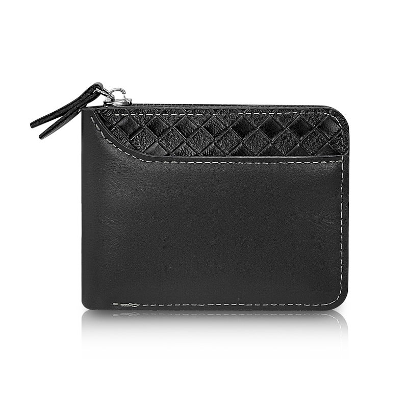 AdiStylinno PU Leather Wallets for Men, Minimalist Bifold Wallet with Zipper, Small Card Holder Wallet with ID Window and Coin Pocket (Black) - Image 1