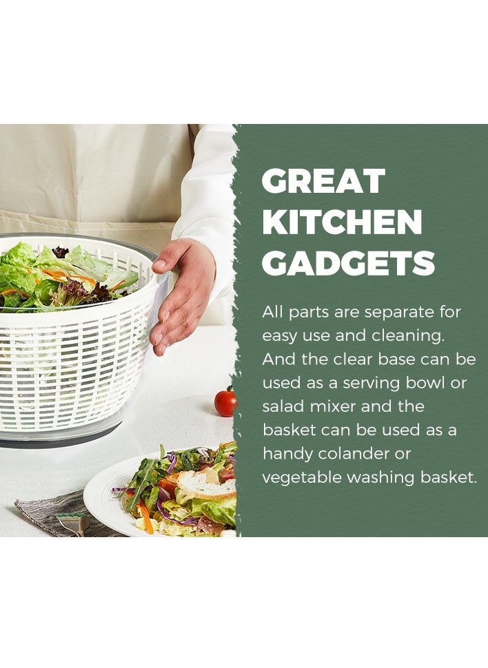 Generic - Salad Spinner Large 6L, Manual Lettuce Spinner for Vegetable Prepping, One-Handed Pump Fruit Spinner, Quick Drying Salad Leaves with Bowl and Colander - Image 1