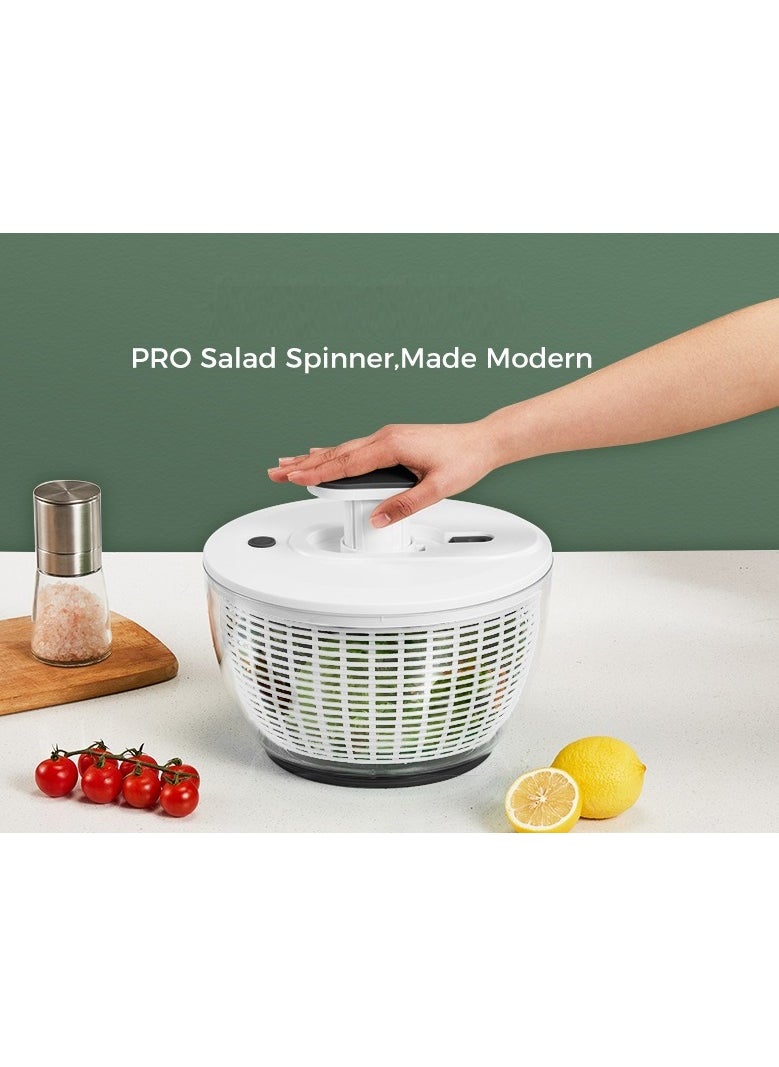 Generic - Salad Spinner Large 6L, Manual Lettuce Spinner for Vegetable Prepping, One-Handed Pump Fruit Spinner, Quick Drying Salad Leaves with Bowl and Colander - Image 1