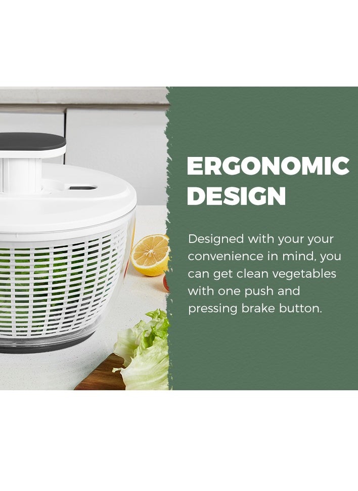 Generic - Salad Spinner Large 6L, Manual Lettuce Spinner for Vegetable Prepping, One-Handed Pump Fruit Spinner, Quick Drying Salad Leaves with Bowl and Colander - Image 1