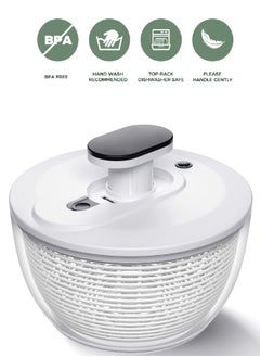 Salad Spinner Large 6L, Manual Lettuce Spinner for Vegetable Prepping, One-Handed Pump Fruit Spinner, Quick Drying Salad Leaves with Bowl and Colander