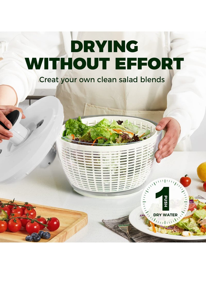 Generic - Salad Spinner Large 6L, Manual Lettuce Spinner for Vegetable Prepping, One-Handed Pump Fruit Spinner, Quick Drying Salad Leaves with Bowl and Colander - Image 1
