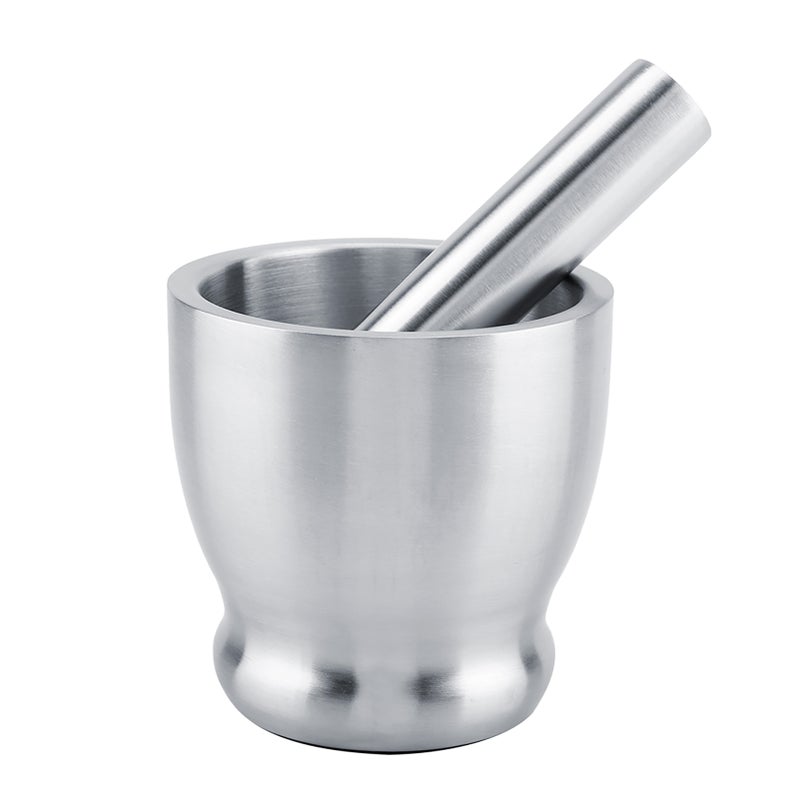 Stainless Steel Mortar Pestle Grinder Beans Garlic Spices Foodstuffs Kitchen Tool - Image 1