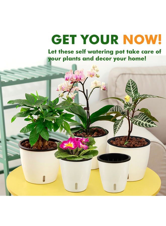 Planterhoma 6 Pack 5 Inch Self Watering Pots for Indoor Plants with Water Indicator,Small African Violet Pots for Plants,Self-Watering Planters White for Devil's Ivy,Spider Plant,Orchid for Office Home DéCor. - Image 4