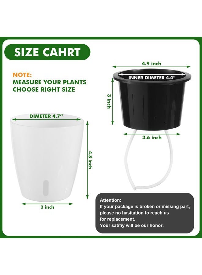 Planterhoma 6 Pack 5 Inch Self Watering Pots for Indoor Plants with Water Indicator,Small African Violet Pots for Plants,Self-Watering Planters White for Devil's Ivy,Spider Plant,Orchid for Office Home DéCor. - Image 3