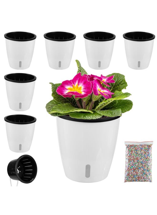 Planterhoma 6 Pack 5 Inch Self Watering Pots for Indoor Plants with Water Indicator,Small African Violet Pots for Plants,Self-Watering Planters White for Devil's Ivy,Spider Plant,Orchid for Office Home DéCor. - Image 1