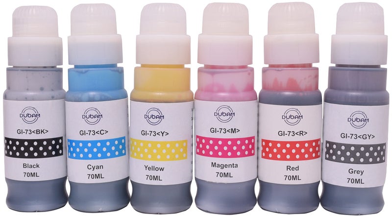 Dubam GI-73 Ink Bottle for Canon Pixma G570, G670, G550, G650, G620 Printers (All 6 Colors) - Image 1