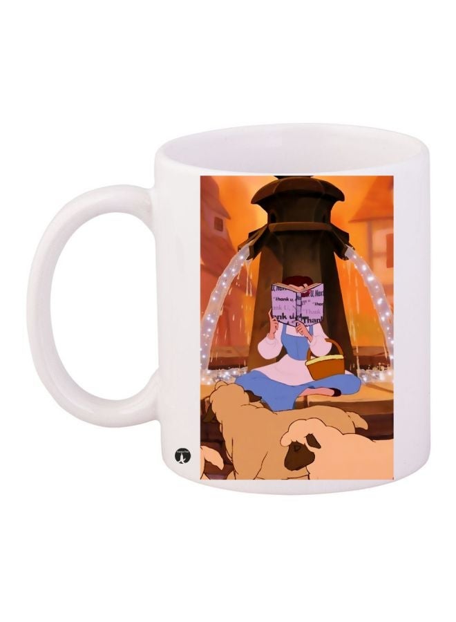 Cartoon Character Printed Coffee Mug White/Brown/Orange 11ounce