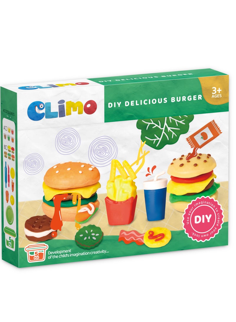 كلايمو - مجموعة صنع البرغر بالصلصال الملون للأطفال - 20 جرام - Image 1