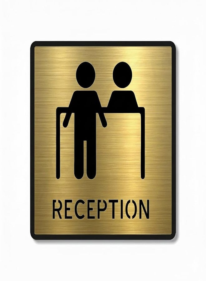 لافتة استقبال أكريليك ذهبية فاخرة من BerryBox، مقاس 5.8 بوصة، سهلة التركيب بشريط لاصق ذاتي، مناسبة للمكاتب التجارية والمستشفيات والفنادق والشركات والمصانع والبنوك (الاستقبال). - Image 1