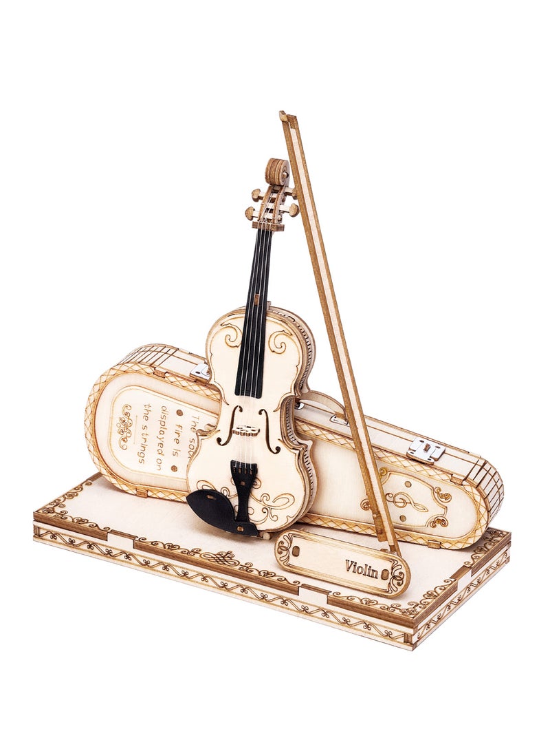 KASTWAVE 3D Wooden Puzzle Wooden Craft Kits for Kids DIY Model Violin Kit to Build for Girls Adorable Gifts for Teens & Adults  - Image 1