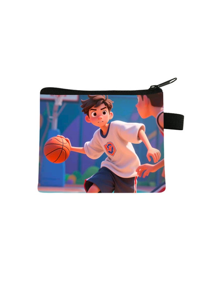 New Sports Basketball Coin Purse Student Series Large Capacity Storage Key Card Holder Children's Short Mini Bag
