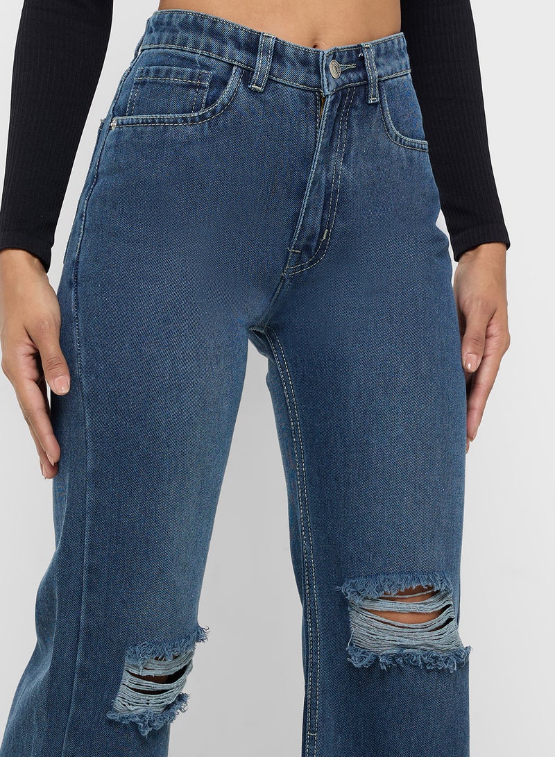 Ginger Distressed High Rise Straight Fit Jeans  - Image 4