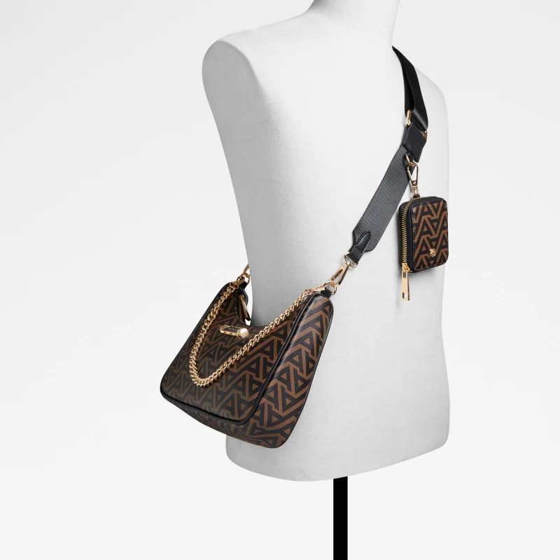 Aldo brown ANNAENDRA Monogram Shoulder Bag with Coin Pouch for Women | Best Price UAE