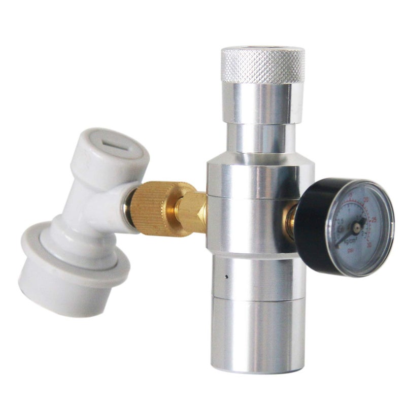 Beer Keg Charger CO2 Dispenser  Includes Keg Regulator 030 PSI 38 Thread Adapter Gas Ball Lock Quick Disconnect for Homebrewing