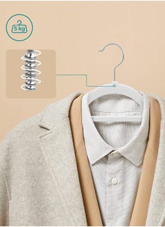 TYCOM Non-Slip Velvet Hangers - Suit Hangers (50 Pack) Ultra Thin Space Saving 360 Degree Swivel Hook Clothes Hangers Hold Up-to 10 Lbs, for Coats, Jackets, Pants, Dress Clothe- With Bar 50pcs White  - Image 4