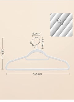 TYCOM Non-Slip Velvet Hangers - Suit Hangers (50 Pack) Ultra Thin Space Saving 360 Degree Swivel Hook Clothes Hangers Hold Up-to 10 Lbs, for Coats, Jackets, Pants, Dress Clothe- With Bar 50pcs White  - Image 2