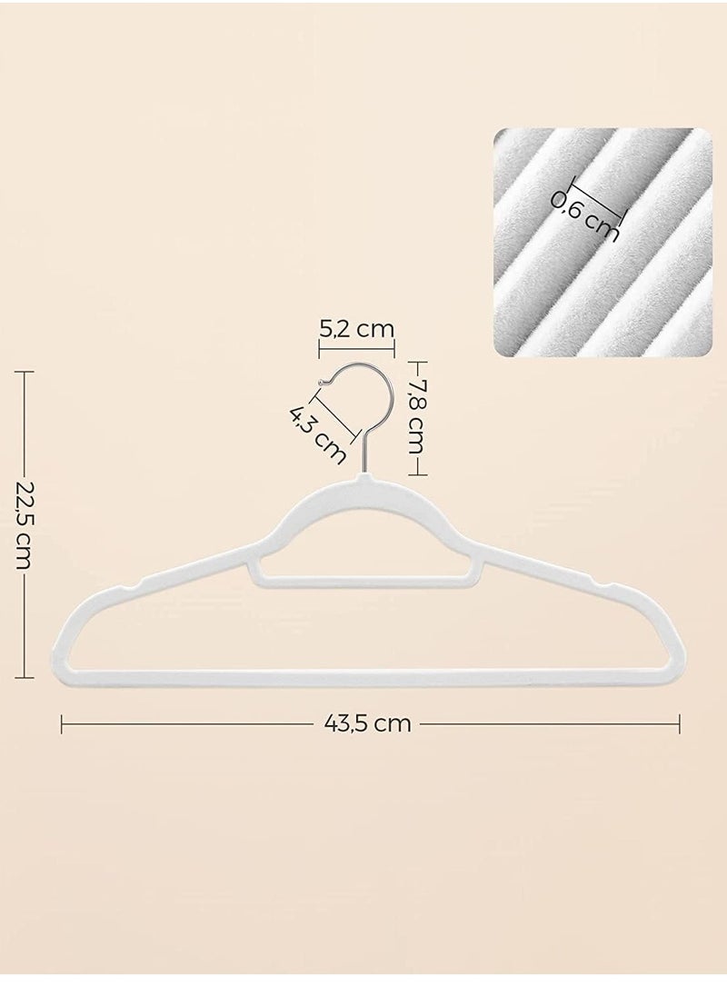 TYCOM Non-Slip Velvet Hangers - Suit Hangers (50 Pack) Ultra Thin Space Saving 360 Degree Swivel Hook Clothes Hangers Hold Up-to 10 Lbs, for Coats, Jackets, Pants, Dress Clothe- With Bar 50pcs White  - Image 2