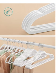 TYCOM Non-Slip Velvet Hangers - Suit Hangers (50 Pack) Ultra Thin Space Saving 360 Degree Swivel Hook Clothes Hangers Hold Up-to 10 Lbs, for Coats, Jackets, Pants, Dress Clothe- With Bar 50pcs White  - Image 3