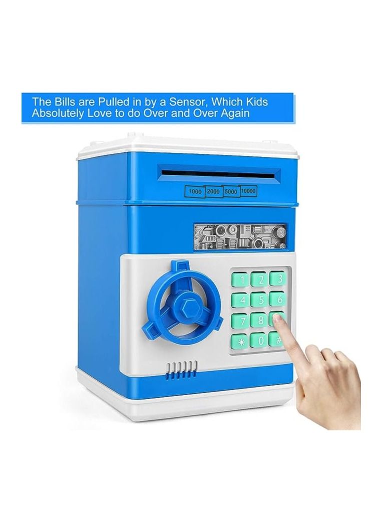 Electronic Money Bank for Kids Digital Bank with Password Coin Bank Real Money Saving Box for Teen Girl Toys Age 4 8 10 12 with Password Code Lock ATM Machine for Kids Gift Blue  - Image 2