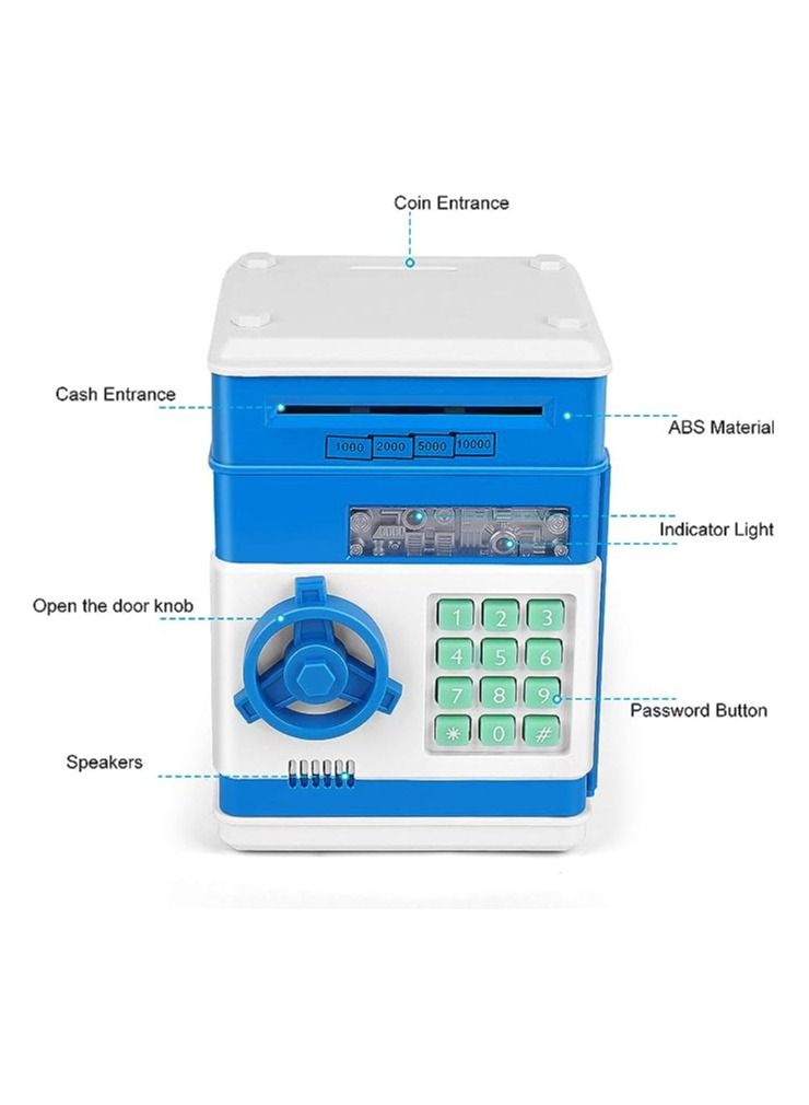 Electronic Money Bank for Kids Digital Bank with Password Coin Bank Real Money Saving Box for Teen Girl Toys Age 4 8 10 12 with Password Code Lock ATM Machine for Kids Gift Blue  - Image 3