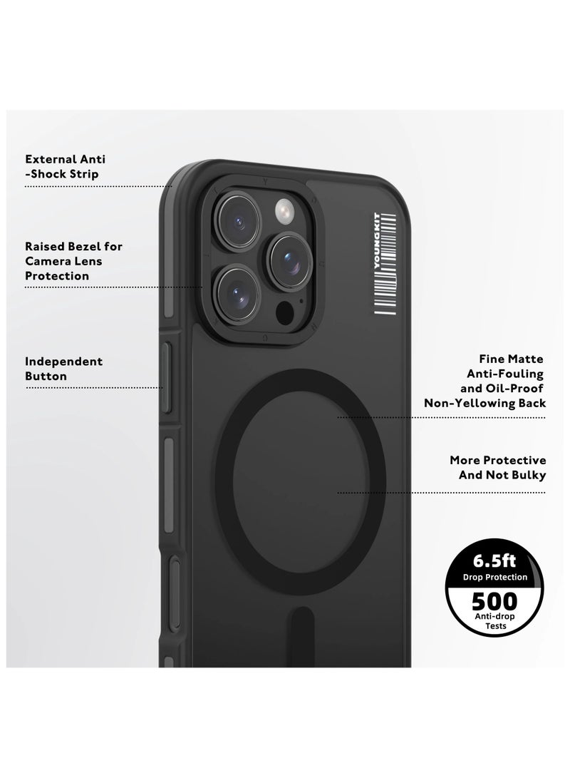 يونج كيت حافظة  يونج كيت روك ساند سكين فيل ماج سيف لجهاز ابل ايفون 16 بير كاب باللون الأسود - Image 4