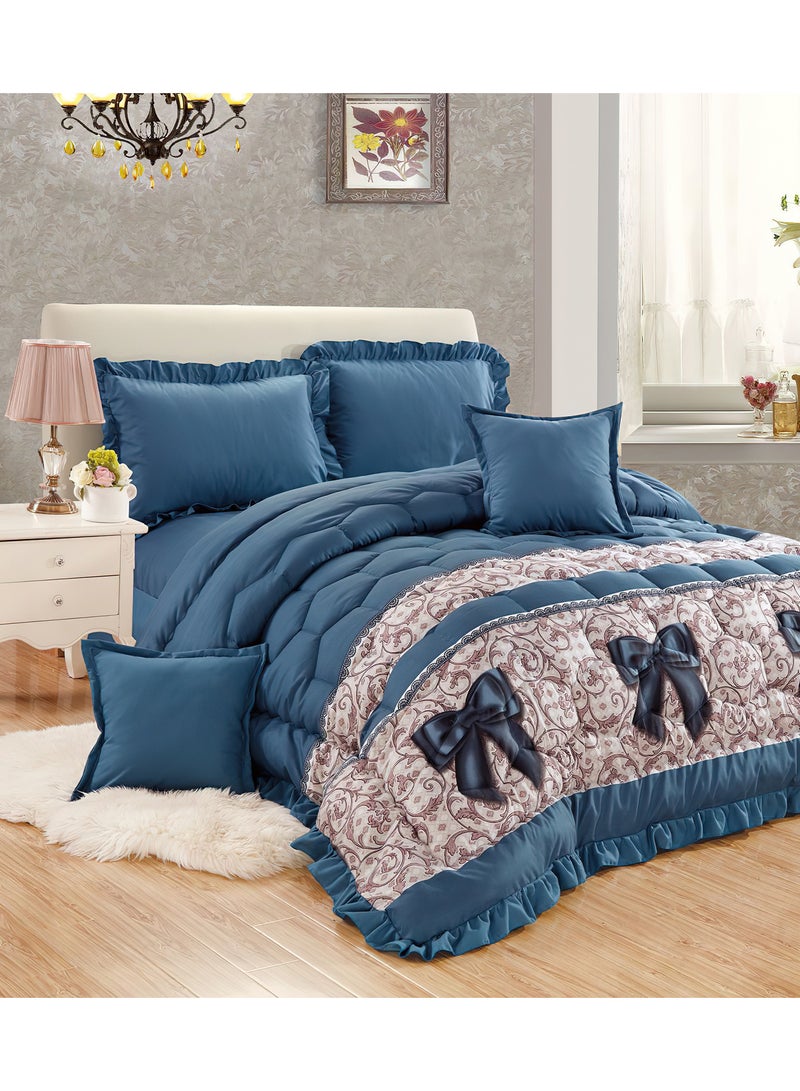 مون مفرش سرير أنيق مقاس مفرد 4 قطع، يتضمن لحاف و ملاءة سرير وغطاء وسادة نوم و غطاء وسادة ديكور، لحاف خفيف الوزن ويستخدم على الاتجاهين، مناسب لجميع الفصول - Image 1