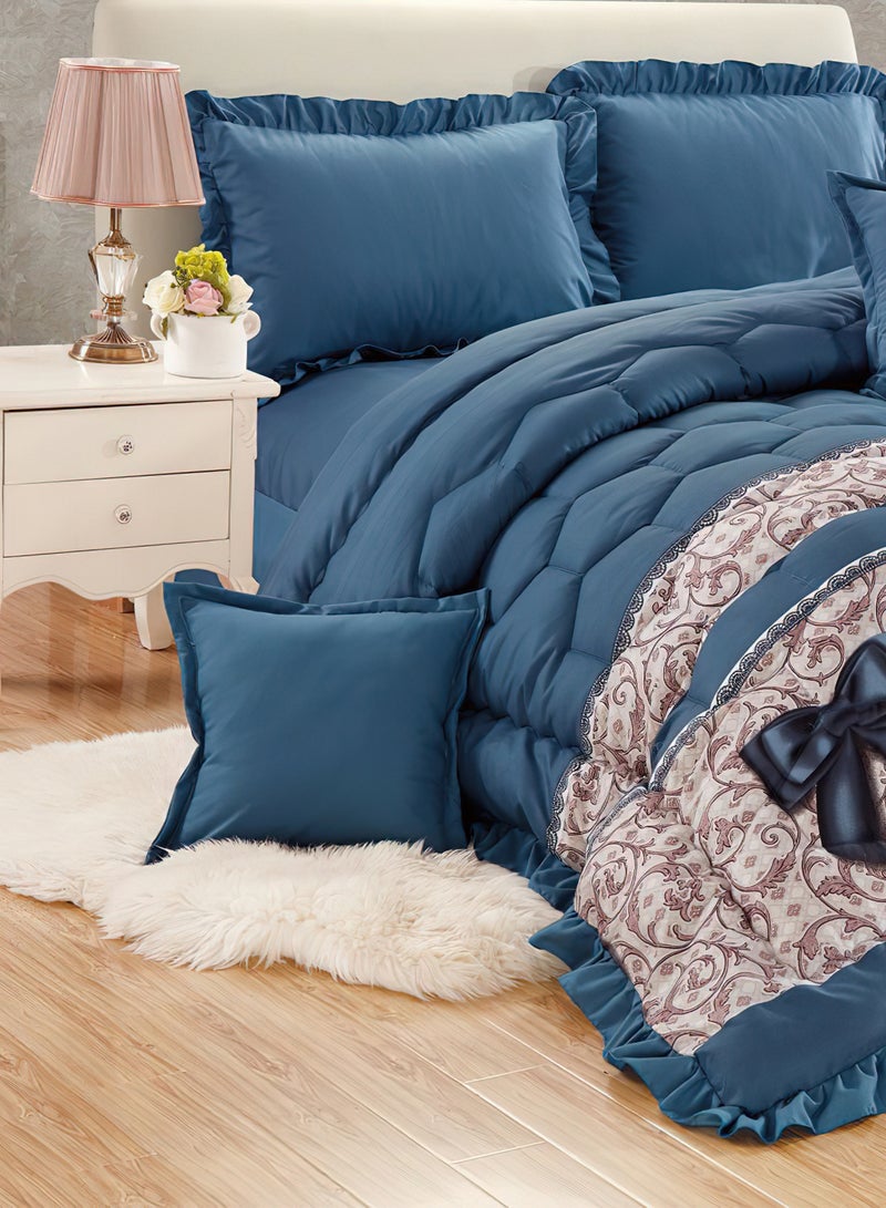 مون مفرش سرير أنيق مقاس مفرد 4 قطع، يتضمن لحاف و ملاءة سرير وغطاء وسادة نوم و غطاء وسادة ديكور، لحاف خفيف الوزن ويستخدم على الاتجاهين، مناسب لجميع الفصول - Image 2