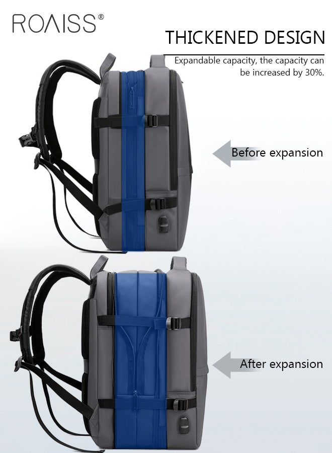رويس حقيبة ظهر سفر كبيرة، حقيبة ظهر يمكن حملها على متن الطائرة، حقيبة نهاية الأسبوع الموسعة، حقيبة ظهر للمشي لمسافات طويلة، حقيبة ظهر للكمبيوتر المحمول مع منفذ شحن USB، حقيبة ظهر مقاومة للماء. - Image 5