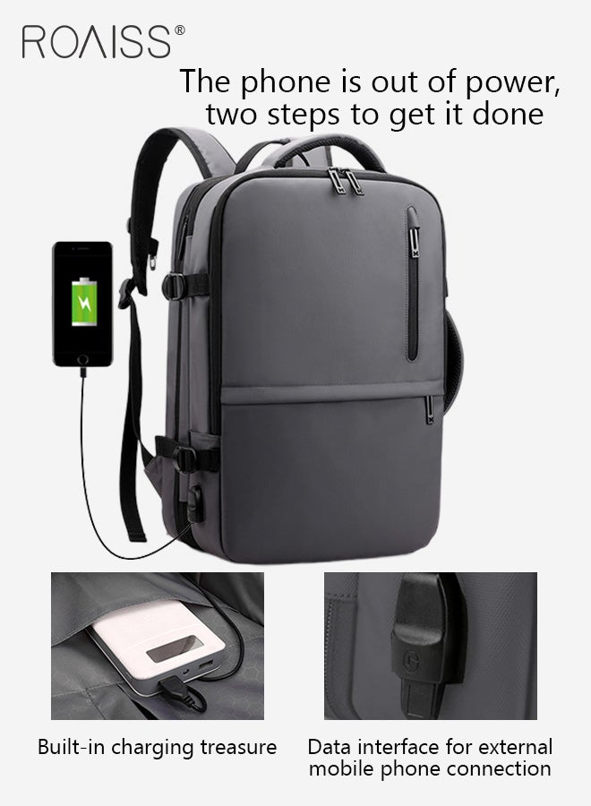 رويس حقيبة ظهر سفر كبيرة، حقيبة ظهر يمكن حملها على متن الطائرة، حقيبة نهاية الأسبوع الموسعة، حقيبة ظهر للمشي لمسافات طويلة، حقيبة ظهر للكمبيوتر المحمول مع منفذ شحن USB، حقيبة ظهر مقاومة للماء. - Image 2